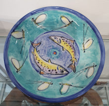 Load image into Gallery viewer, Trout and MayFlower hand painted bowl by Emma Macfadyen
