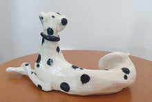 Load image into Gallery viewer, Dog black and white figurative ceramic sculpture by Sophie Howard
