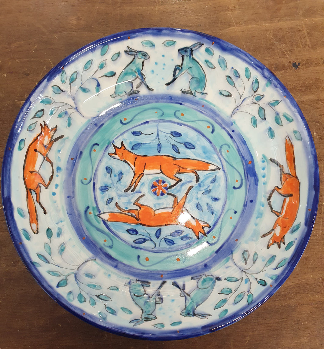 Hare and Fox Hand painted Bowl by Emma Macfadyen