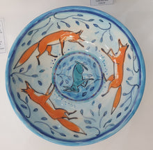 Load image into Gallery viewer, Fox and hare painted bowl by Emma Macfadyen
