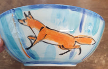 Load image into Gallery viewer, Fox and Hares hand painted bowl by Emma Macfadyen
