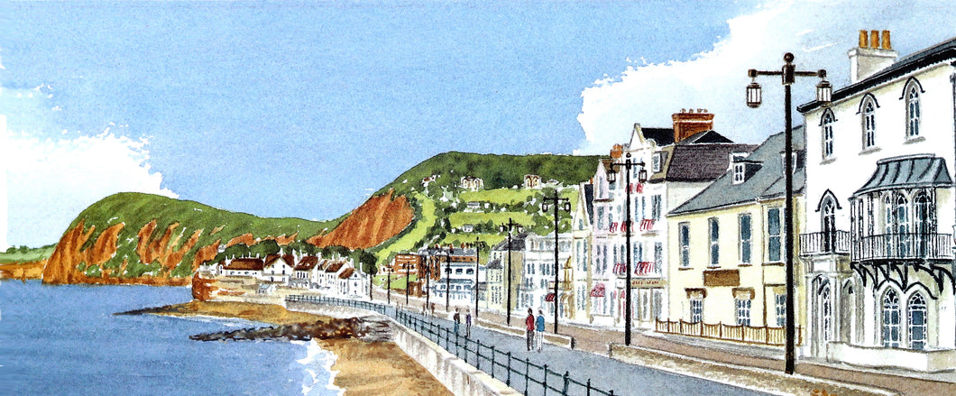 Sidmouth seafront west signed framed print