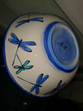 Load image into Gallery viewer, Dragonfly Handmade Painted Pottery Bowl
