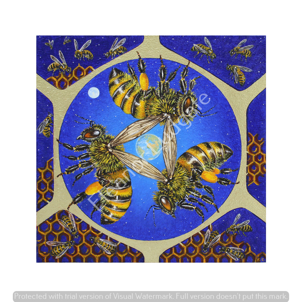 Bees in threes! signed print
