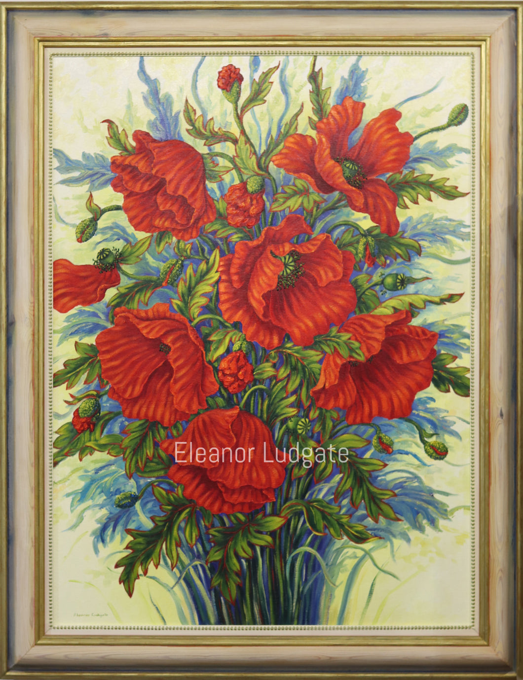 Pavots rouge Original framed painting.