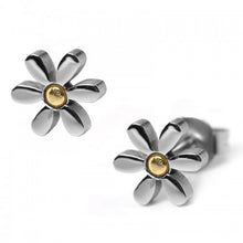 Load image into Gallery viewer, Stainless Steel Daisy Stud with gold tone middle
