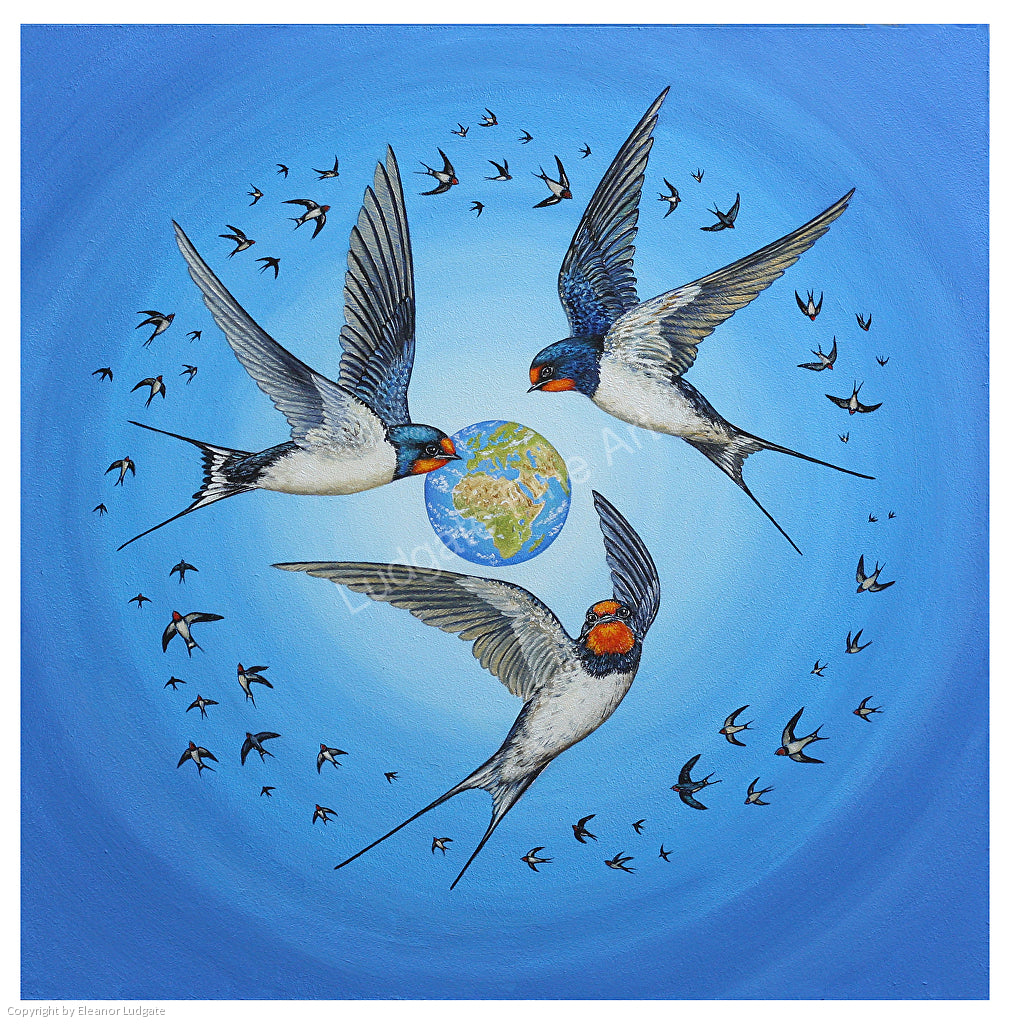 Circle of swallows signed print